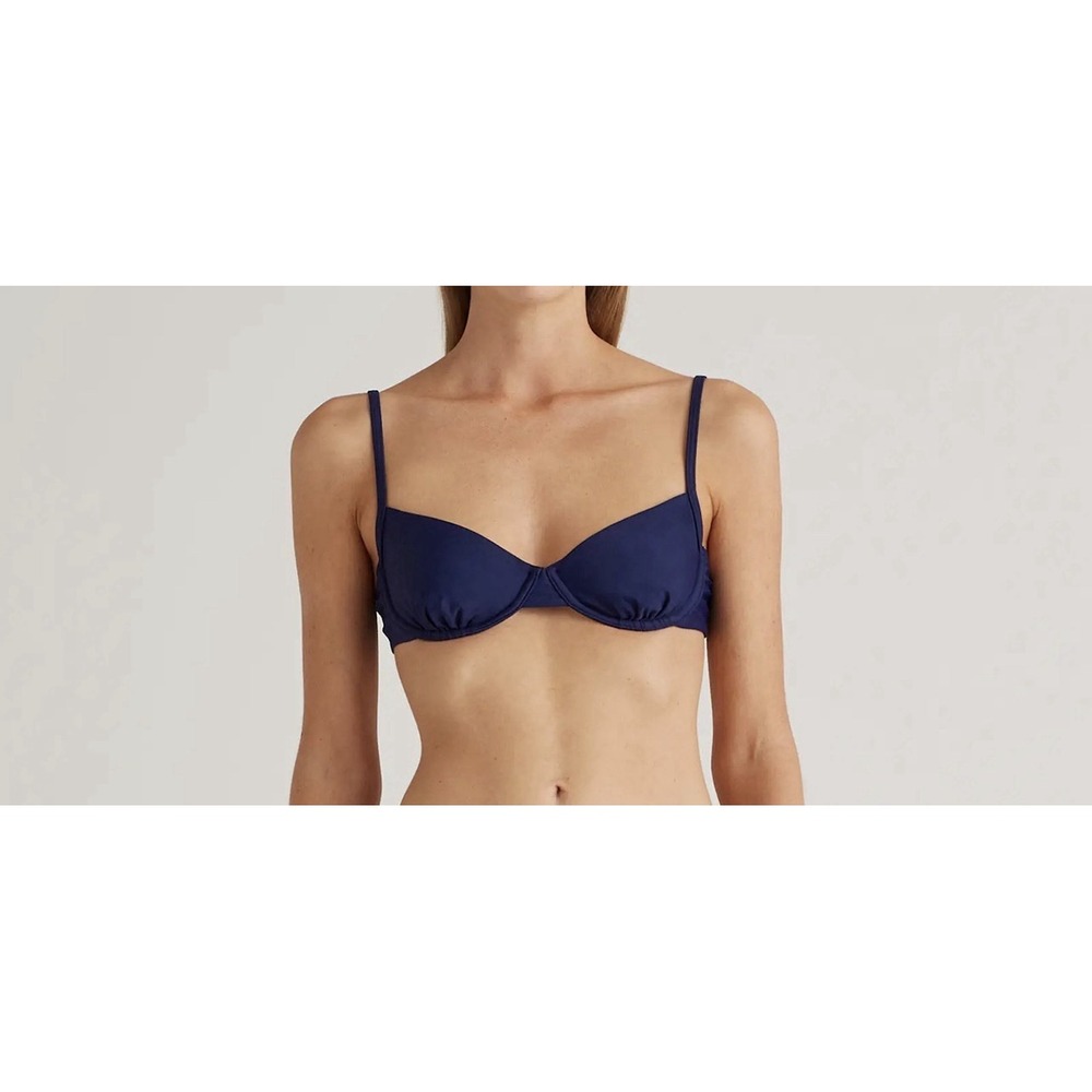 NWT Quince Deep Navy Italian Demi Bikini Top Size XL